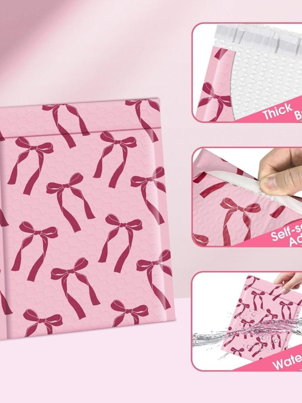 PINK RIBBON BUBBLE MAILERS - 6 X 10 - GET 15 FOR $13